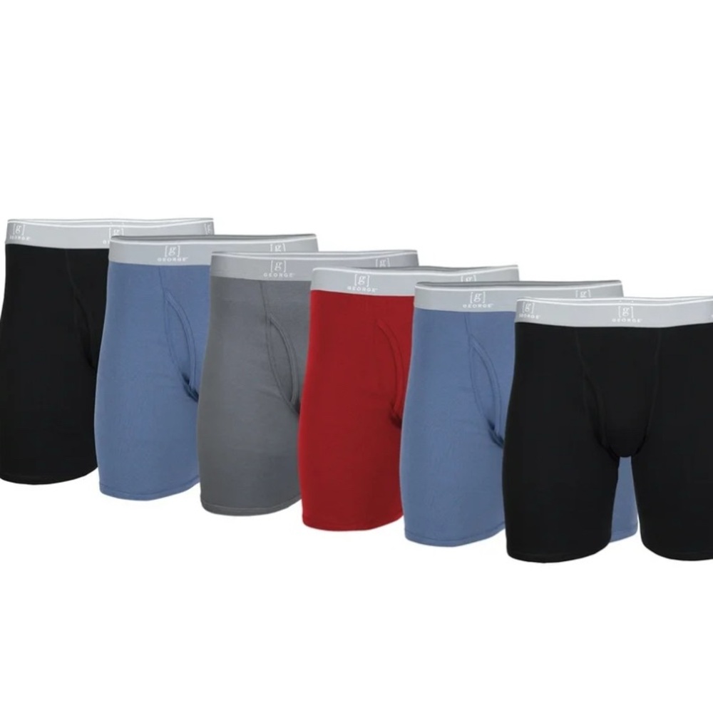 George Men's Black Boxer Briefs 6 Pack